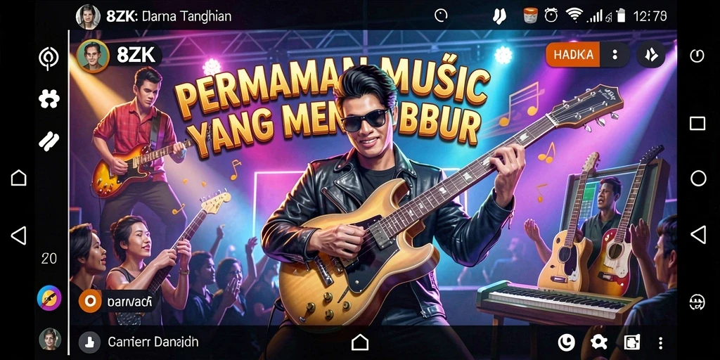Tampilan gameplay <strong>8ZK</strong> yang menarik dengan berbagai pilihan lagu.