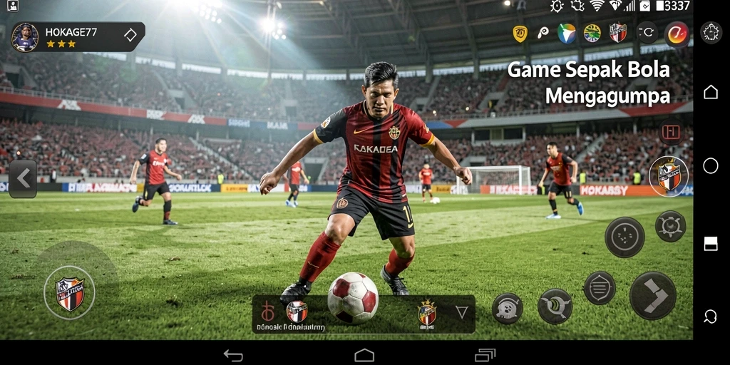 Tampilan gameplay HOKAGE77 yang mengasyikkan dan penuh aksi sepak bola.