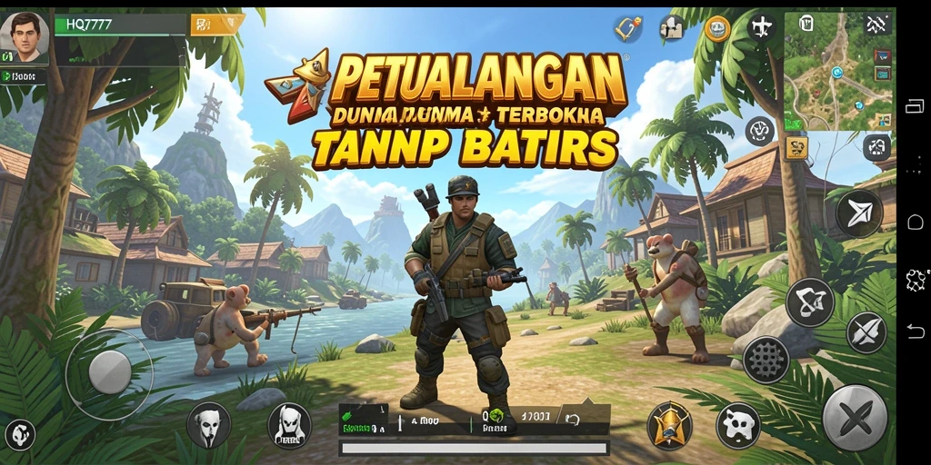 Screenshot menampilkan aksi eksplorasi di dunia Open World yang luas.