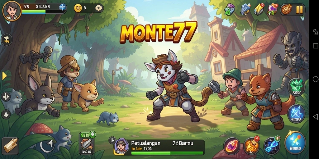 Tampilan screenshot utama dari gameplay <strong>MONTE77</strong> yang menunjukkan mekanik Idle yang menarik.