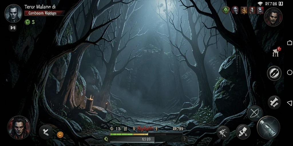 Screenshot gameplay RR789 menampilkan ketegangan dan atmosfir Horror yang mencekam.