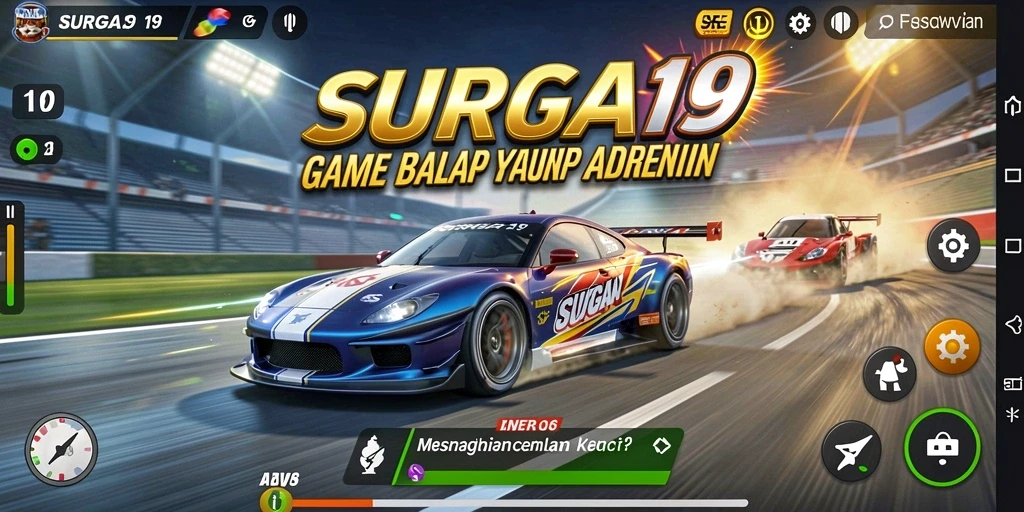 Tampilan gameplay SURGA19 yang seru dan penuh aksi balapan.