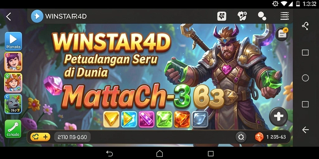 Screenshot gameplay WINSTAR4D yang menampilkan aksi mencocokkan item Match-3.