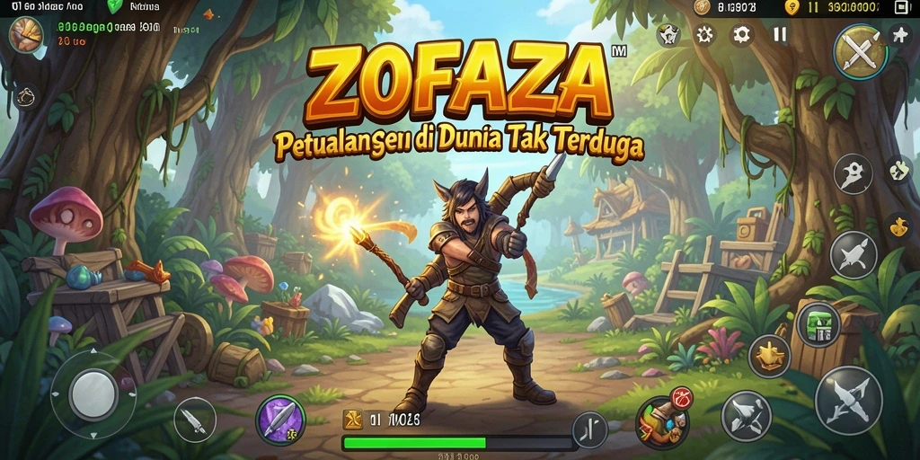 Tampilan gameplay ZOFAZA yang penuh aksi dan petualangan.